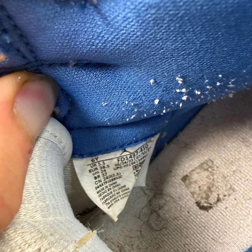 Jordan 1 Retro High OG True Blue Kids Shoes FD1437-410 White Blue Grey 6Y